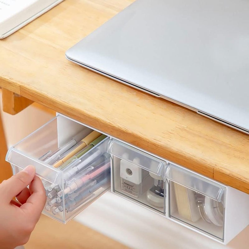 KASTWAVE Under Desk Drawer Storage with 3 Sliding Plastic Drawers, Large Under Desk Table Drawer Storage Organizer, Space-Saving Office Desk Storage Unit for Home or Workspace - Image 4