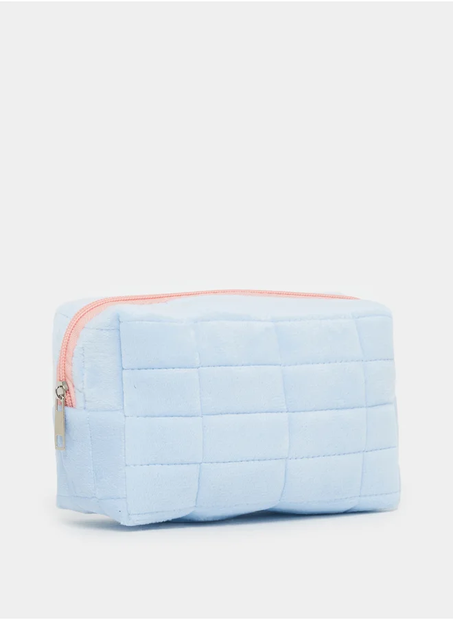 ستايلي Quilted Travel Wash Bag with Zip Closure