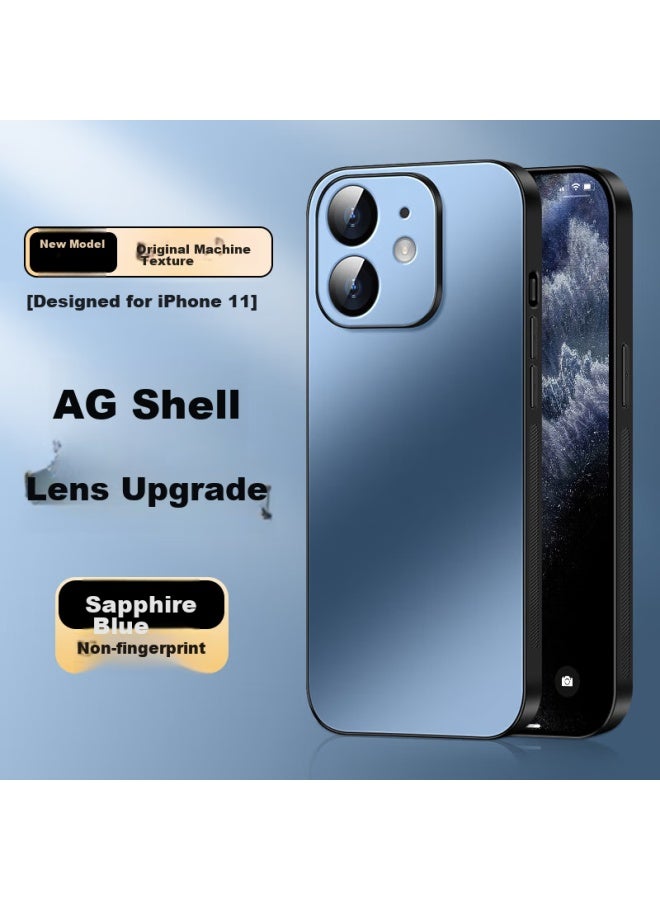 Shangsu Iphone 11 Case, Ag Frosted Full Protection Cover, Real Machine Feel, Simple Business Luxury Style, Shockproof, For Men And Women, Sapphire Blue - Image 1