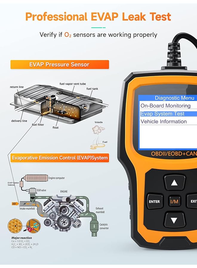 Excefore Enhanced Obd2 Scanner Diagnostic Tool, Vehicle Code Reader For Check Engine Light, Obdii Scan Tool For All Obdii Cars 1996+, Black/Yellow - Image 4