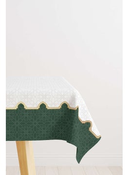 Cango Home Green and White Ramadan Themed Decorative Patterned Digital Printed Tablecloth CGH1311-MS  - Image 1
