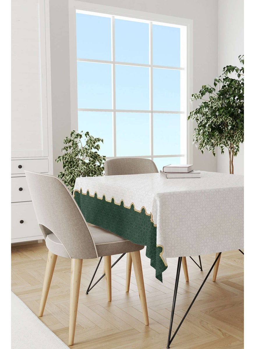 Cango Home - Green and White Ramadan Themed Decorative Patterned Digital Printed Tablecloth CGH1311-MS - Image 1