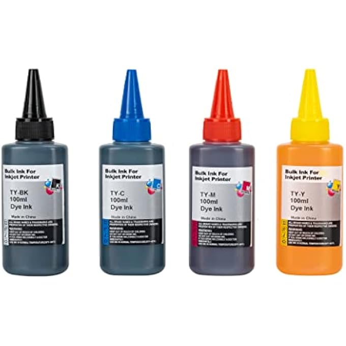 PRINTER INK REFILL DYE INK KIT FOR HP 60 61 63 62 64 65 902 932 933 934 935 950 951 952 564 670 REFILLABLE INK CARTRIDGE CISS SYSTEM ENVY 4500 4520 5643 OFFICEJET 6500A 6500 6000 (100ML 1SET 4 PCS) - Image 1