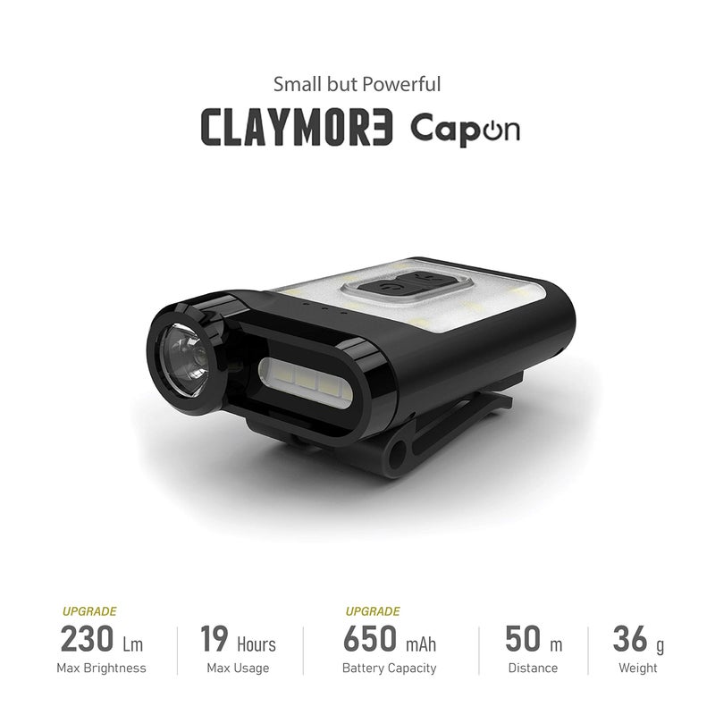 Claymore Capon 65A+ Tan Ultra-Light Clip-On Cap Light â€“ USB-C Rechargeable 230LM LED Compact Headlamp | 3 Modes IP54 Water-Resistant Up to 19 Hrs Runtime for Camping, Running, Outdoor - Image 2