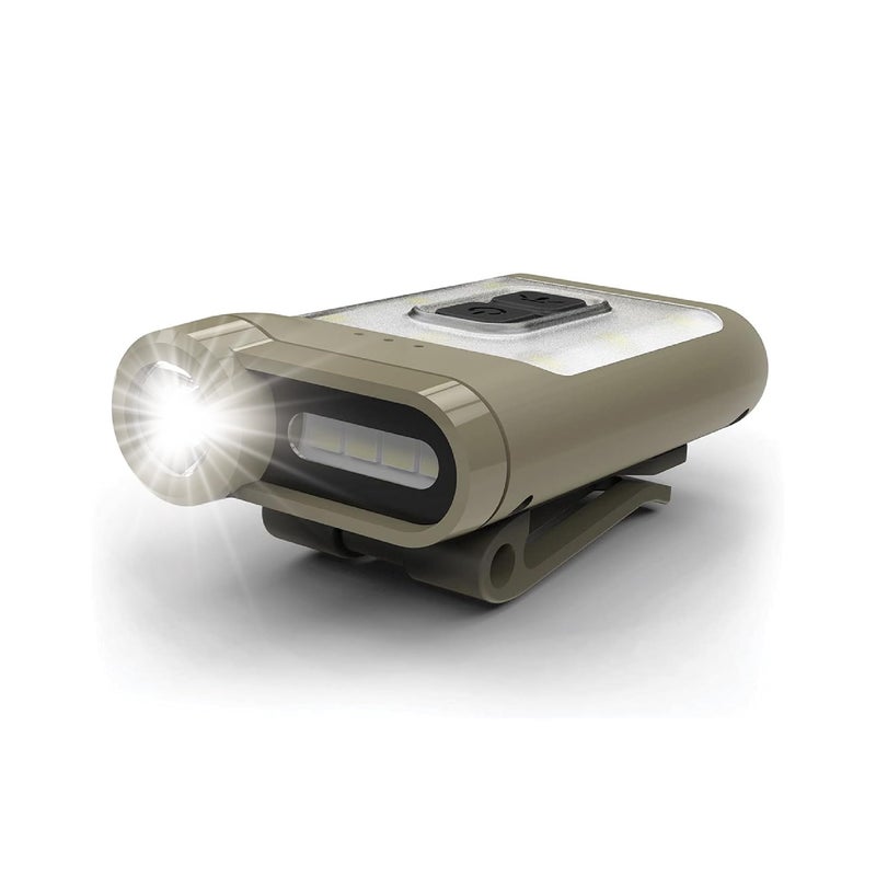 Claymore Capon 65A+ Tan Ultra-Light Clip-On Cap Light â€“ USB-C Rechargeable 230LM LED Compact Headlamp | 3 Modes IP54 Water-Resistant Up to 19 Hrs Runtime for Camping, Running, Outdoor - Image 1