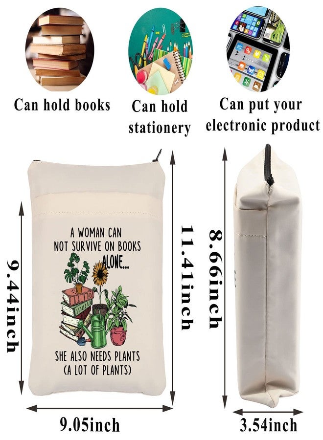 PLITI Book Lover Book Sleeve Gardener Gift A Woman Can Not Survive On Books Alone She Also Needs Plants Book Protector (Woman Needs Plants BS) - Image 2