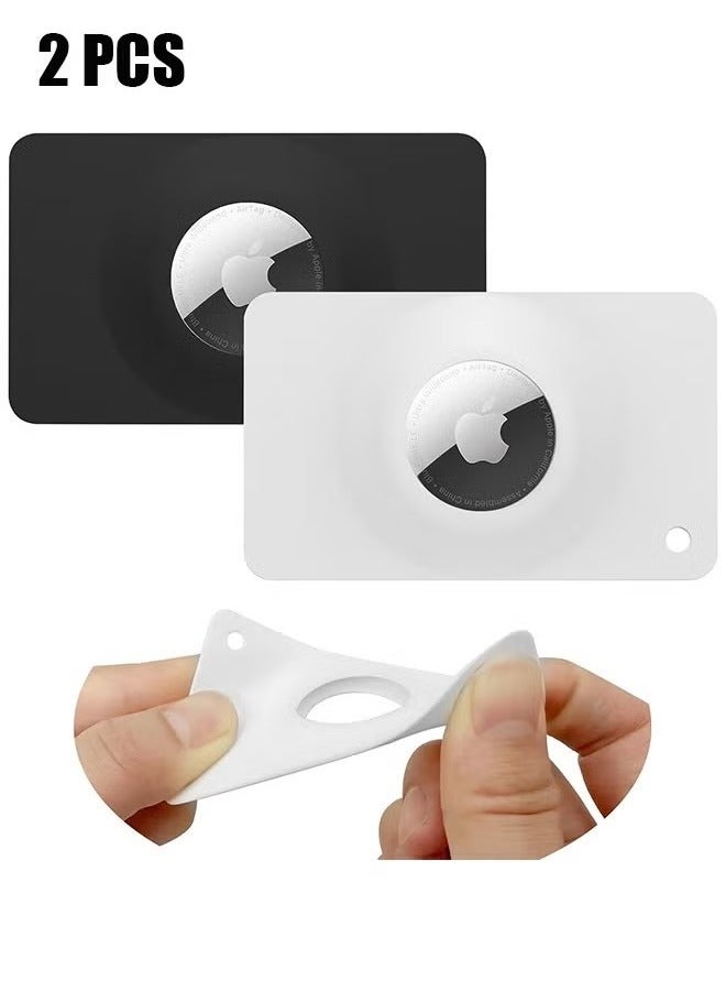 2 Pack Airtag Holder Wallet Card,Slim Air tag Card,Airtags Card Case for Wallet, Slim Safety Anti-Lost for Purse, Backpack, Handbag, Clutch Anti-Lost Accessories(Black+White) - Image 1