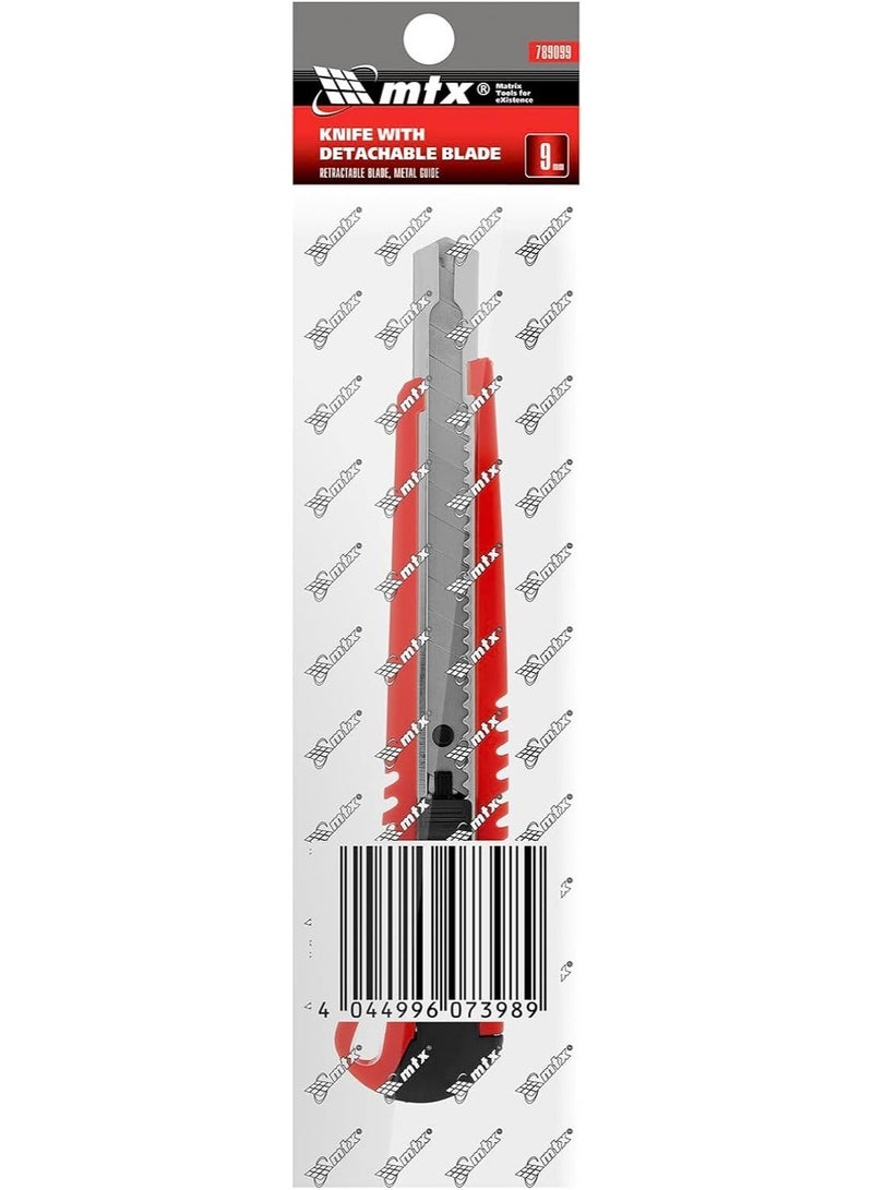 MTX Retractable Utility Knife 9mm – Cutter Blade with Metal Guide, Compact Hand Tool for Crafts, DIY & Everyday Cutting - Image 5