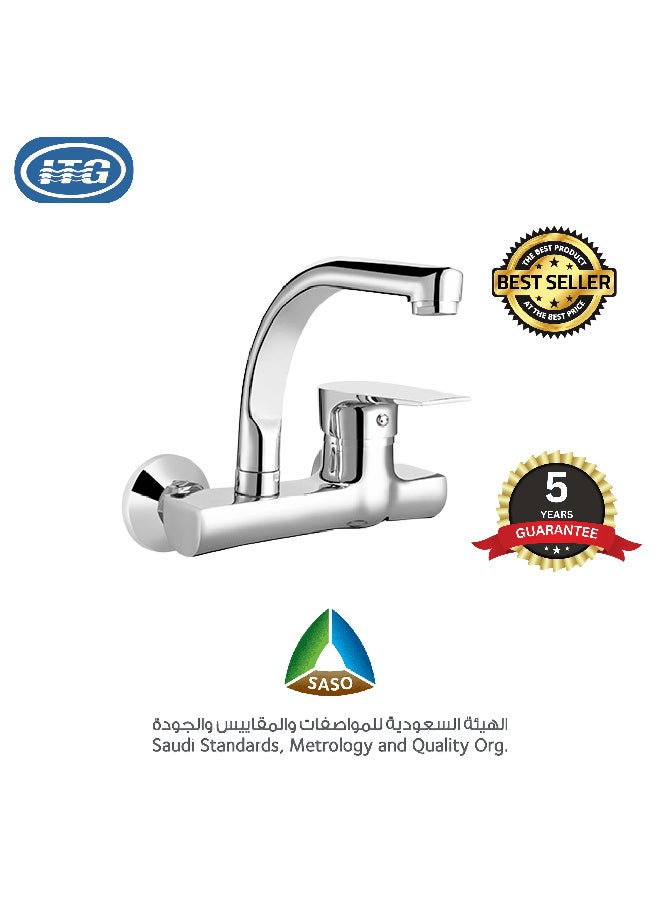 ITG Wall Mounted Kitchen & Bathroom Mixer Tap – Elegant Chrome Finish, SASO Certified, 5 Year Guarantee - Image 1