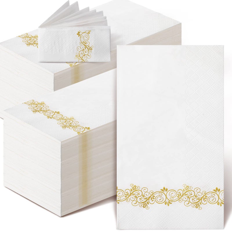 Yinder 200 Pack Disposable Hand Towels Bathroom Napkins Decorative Guest Towels Soft and Absorbent Linen Feel Paper Towels for Christmas Parties Weddings Dinners or Events - Image 1