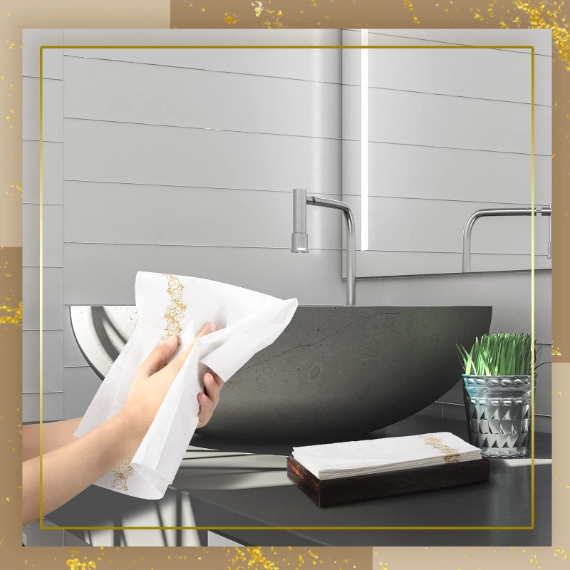 Yinder 200 Pack Disposable Hand Towels Bathroom Napkins Decorative Guest Towels Soft and Absorbent Linen Feel Paper Towels for Christmas Parties Weddings Dinners or Events - Image 5