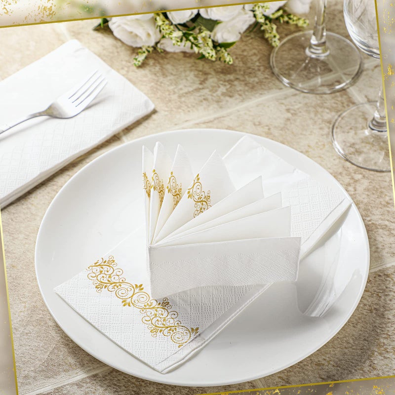Yinder 200 Pack Disposable Hand Towels Bathroom Napkins Decorative Guest Towels Soft and Absorbent Linen Feel Paper Towels for Christmas Parties Weddings Dinners or Events - Image 3