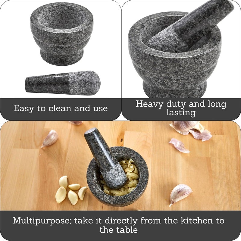 Imusa USA Small Polished Mortar and Pestle, 3.75”, Granite - Image 2