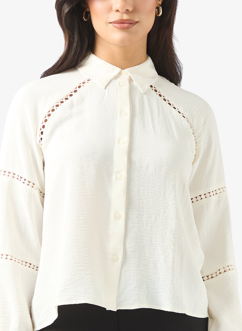 فيرو مودا قميص منسوج بتفاصيل دانتيل - Image 3