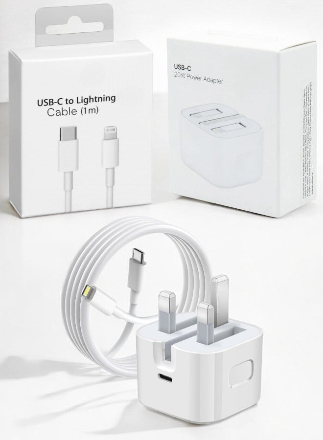 general iPhone Fast Charger, 20W iPhone Charger with iPhone Charger Cable 1M, USB C Plug with USB C Light-ning Cable for iPhone 14/13/ 12/11/ X/SE/ 8/7, Pad - Image 1