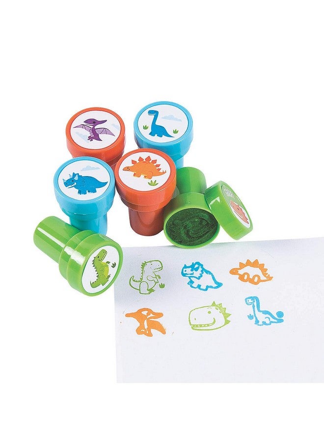 Fun Express Trendy Dinosaur Stampers - Bulk set of 24 - Party Favors, School Giveaways, Easter Fillers and Craft Supplies for Kids
