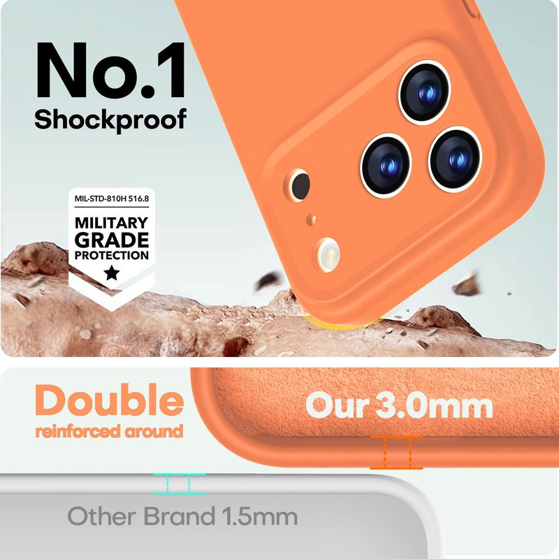 LOVE 3000 Designed for iPhone 17 Pro Case, Premium Silicone [Compatible with Magsafe][Soft Anti-Scratch Microfiber Lining] Shockproof Protective Phone Case for Men Women 6.3", Bright Orange - Image 3