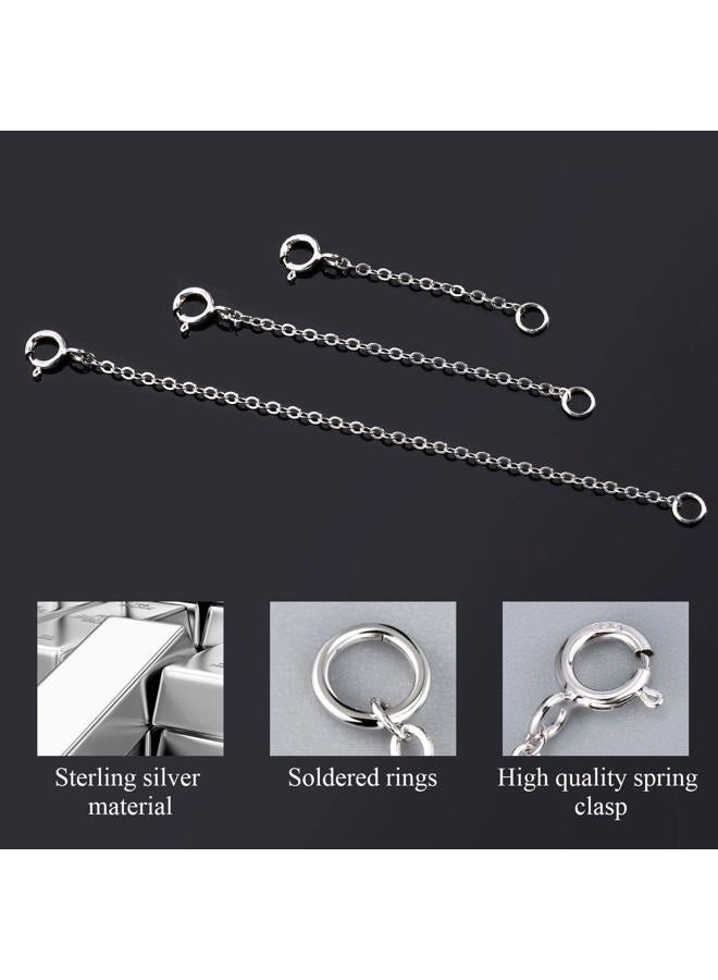 Lancharmed 3 Pcs 925 Sterling Silver Necklace Extenders for Women Durable Strong Removable Necklace Bracelet Anklet Extension for Jewelry Making(1 2 3 Inch, Silver) - Image 4