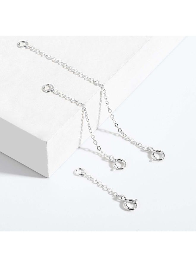 Lancharmed 3 Pcs 925 Sterling Silver Necklace Extenders for Women Durable Strong Removable Necklace Bracelet Anklet Extension for Jewelry Making(1 2 3 Inch, Silver) - Image 5