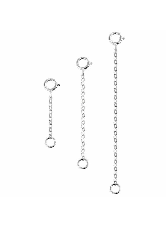 Lancharmed 3 Pcs 925 Sterling Silver Necklace Extenders for Women Durable Strong Removable Necklace Bracelet Anklet Extension for Jewelry Making(1 2 3 Inch, Silver) - Image 1