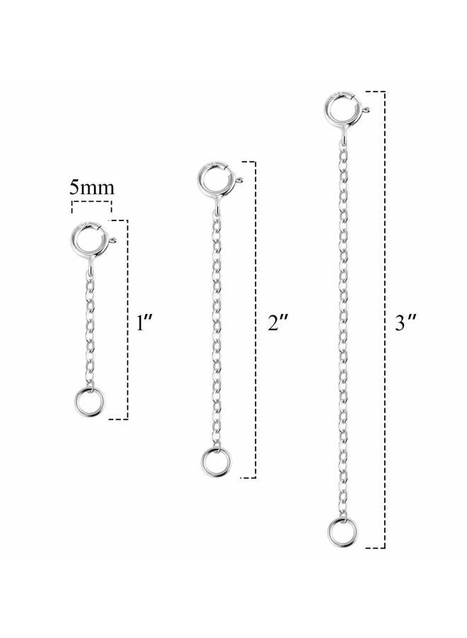 Lancharmed 3 Pcs 925 Sterling Silver Necklace Extenders for Women Durable Strong Removable Necklace Bracelet Anklet Extension for Jewelry Making(1 2 3 Inch, Silver) - Image 3