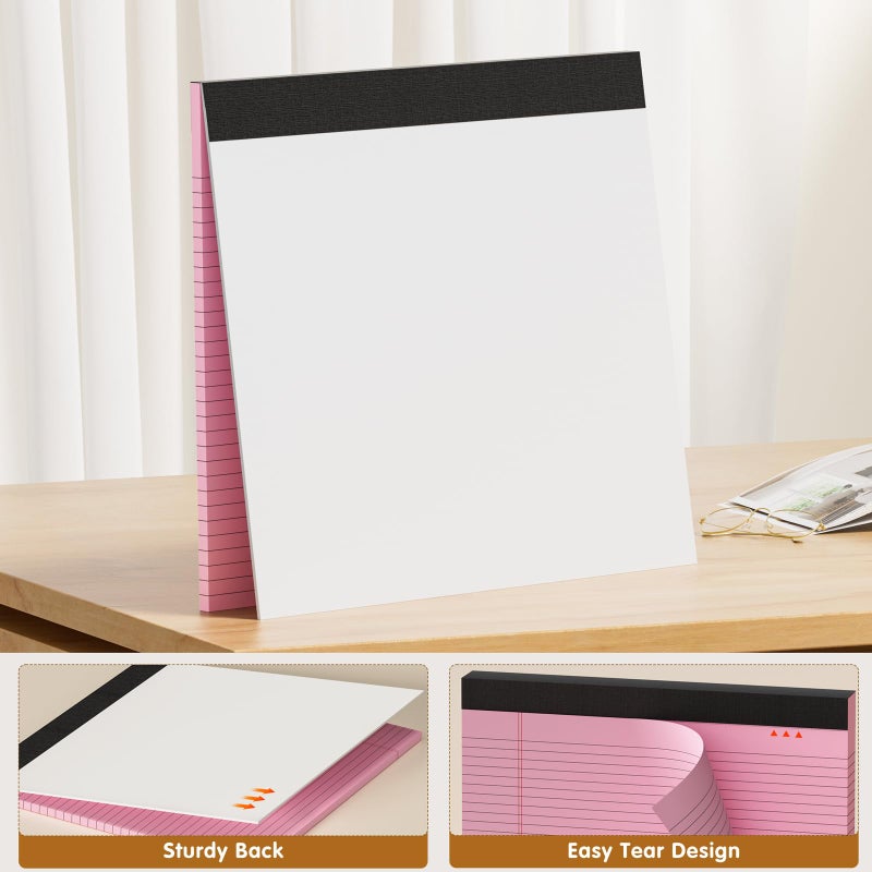 MuiAng 11" x 9.5" Legal Pads College Ruled Notepad 2 Pack Pink & Purple Colored Note Pads 30 Sheets Lined Paper Pads 80 GSM Legal Pad Perforated Writing Pads with Sturdy Back for School, Office, Home - Image 3