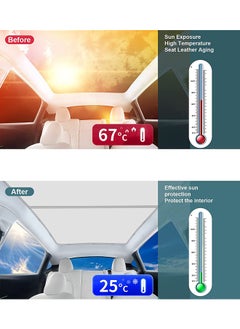 S-Color Roof Sunshade for Tesla Model Y Glass Roof Sunshade Upgraded Summer Premium Nano Ice Silk Blocking Fabric Sunshade with a Storage Bag Tesla Model Y Accessories White  - Image 2
