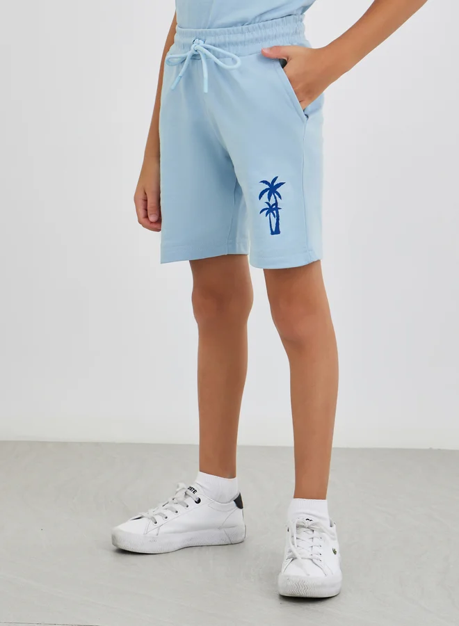 Styli Styli Slogan Print Short Sleeve T-Shirt and Shorts Set