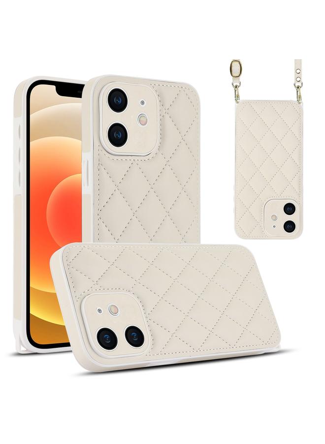 زبون جراب لهاتف iPhone 12 جراب هاتف بملمس معيني مع حبل مزدوج - Image 1