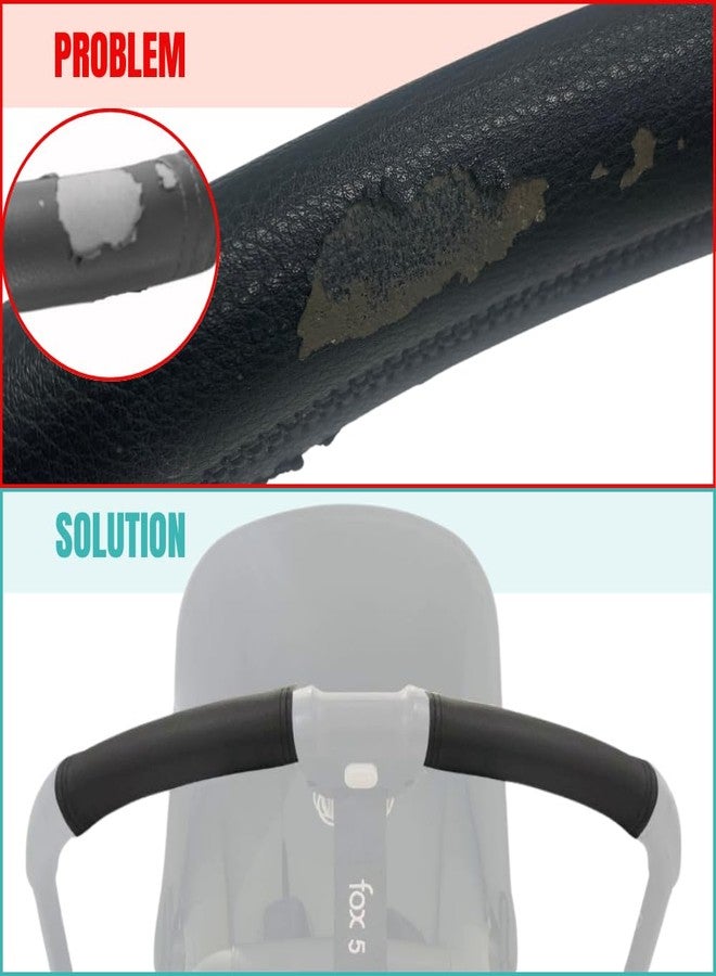 PROTEC TIF Faux Leather Handlebar Covers – Compatible with Bugaboo Fox 5 and Dragonfly – Fits Over Original Grip – Made in Spain - Image 2