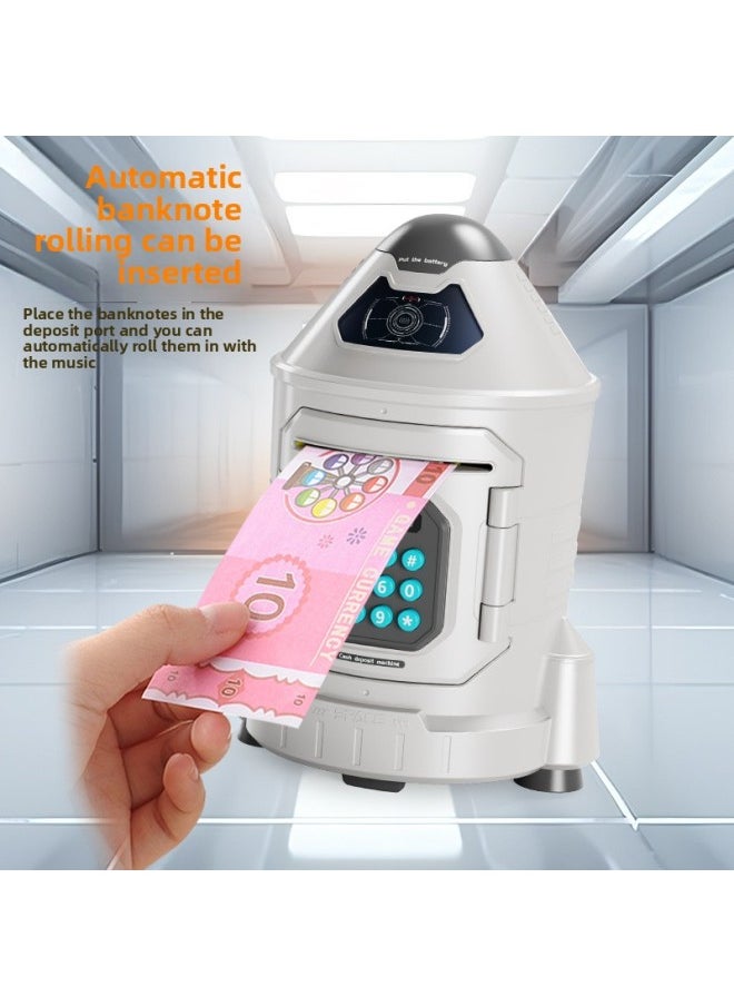 Children's Intelligent Simulation Face Recognition Password To Unlock The Piggy Bank Can Access The Automatic Cash Box Toy-Color:8031 Face Recognition Piggy Bank-pink (battery Version)