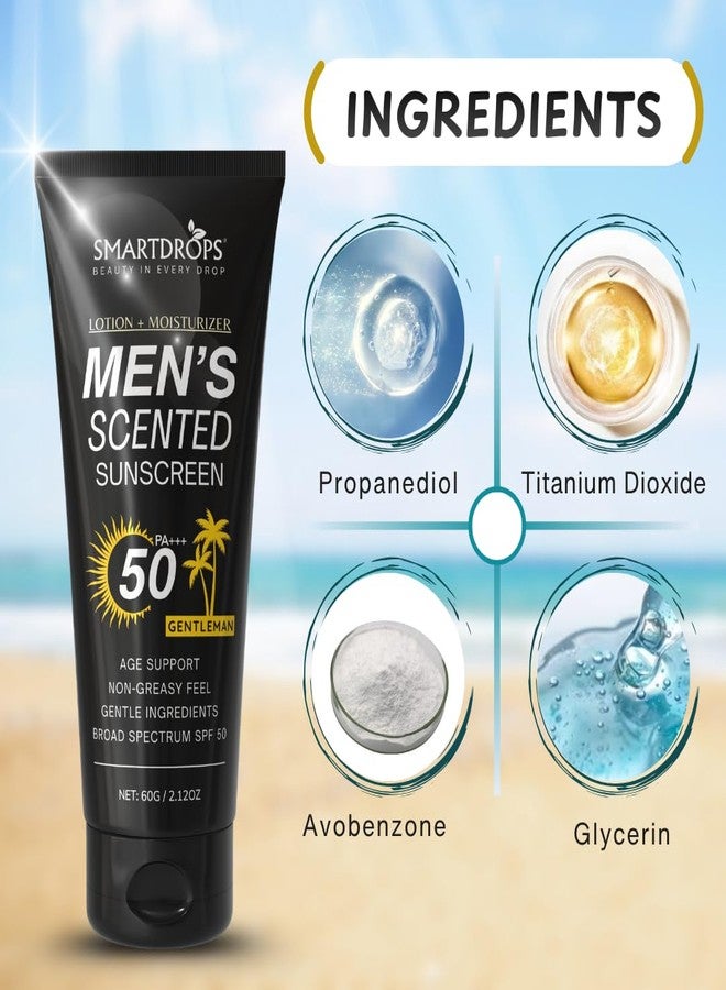Smartdrops Men Sunscreen SPF 50 Broad Spectrum Face & Body Sun Cream Non Greasy Daily Sun Care Lotion | Sunscreen SPF 50 PA+++ | for Men & Women | 60ml (Pack 1) - Image 2