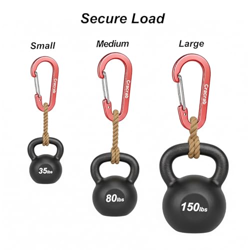Cracrab 12Pcs Carabiner Clips Assorted Sizes Pack, Includes Small Medium Large 2/2.4/2.8 Inch Aluminum Carabiner Multicolor D Shape Keychain Clip for Backpack (Multiple Colors) - Image 4