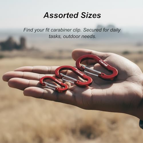 Cracrab 12Pcs Carabiner Clips Assorted Sizes Pack, Includes Small Medium Large 2/2.4/2.8 Inch Aluminum Carabiner Multicolor D Shape Keychain Clip for Backpack (Multiple Colors) - Image 2