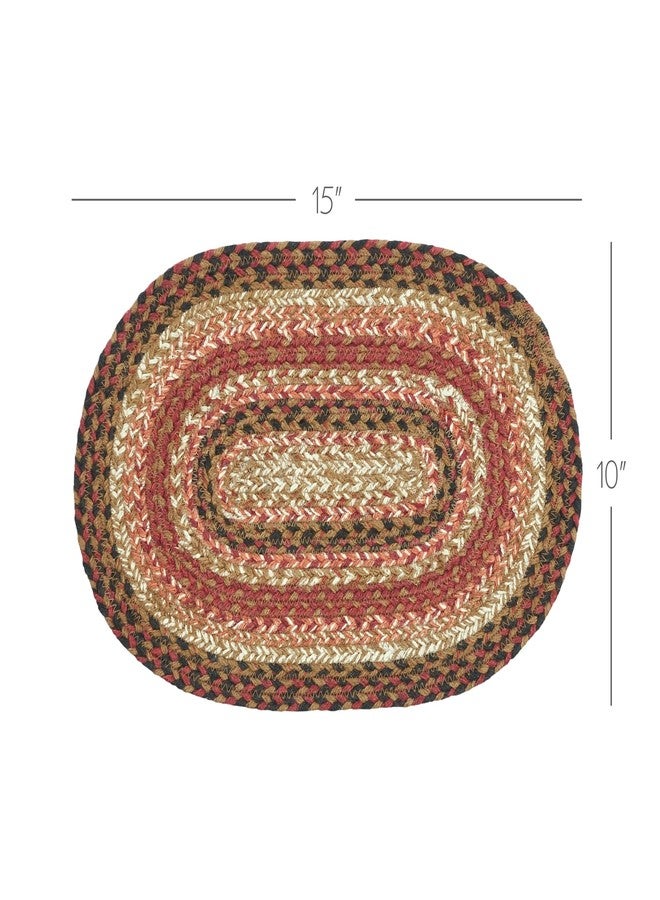 VHC Brands Ginger Spice Table Placemat, Orange Red Natural, Jute Blend, Oval, 10x15 Inches - Image 2