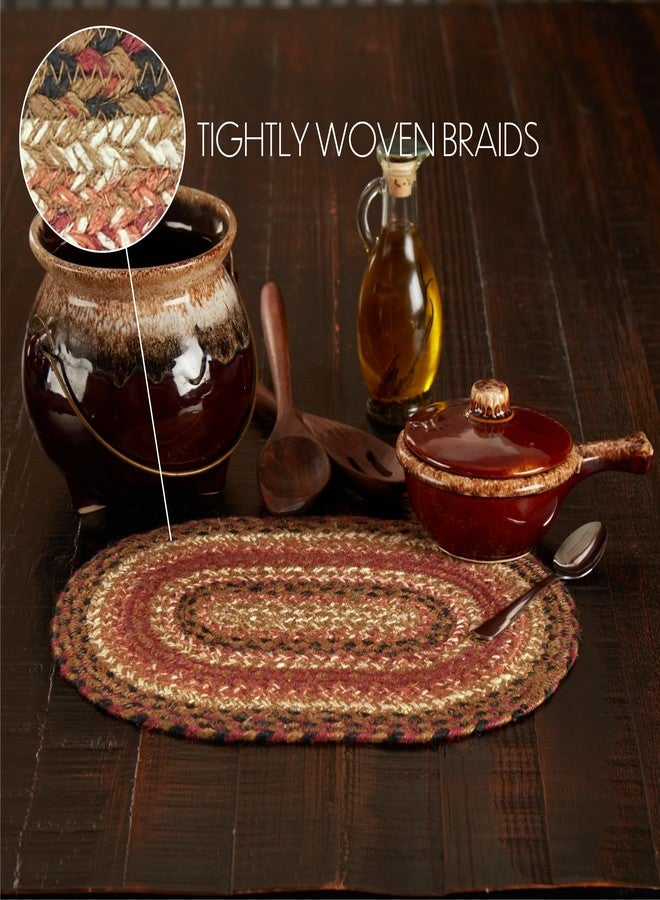 VHC Brands Ginger Spice Table Placemat, Orange Red Natural, Jute Blend, Oval, 10x15 Inches - Image 3