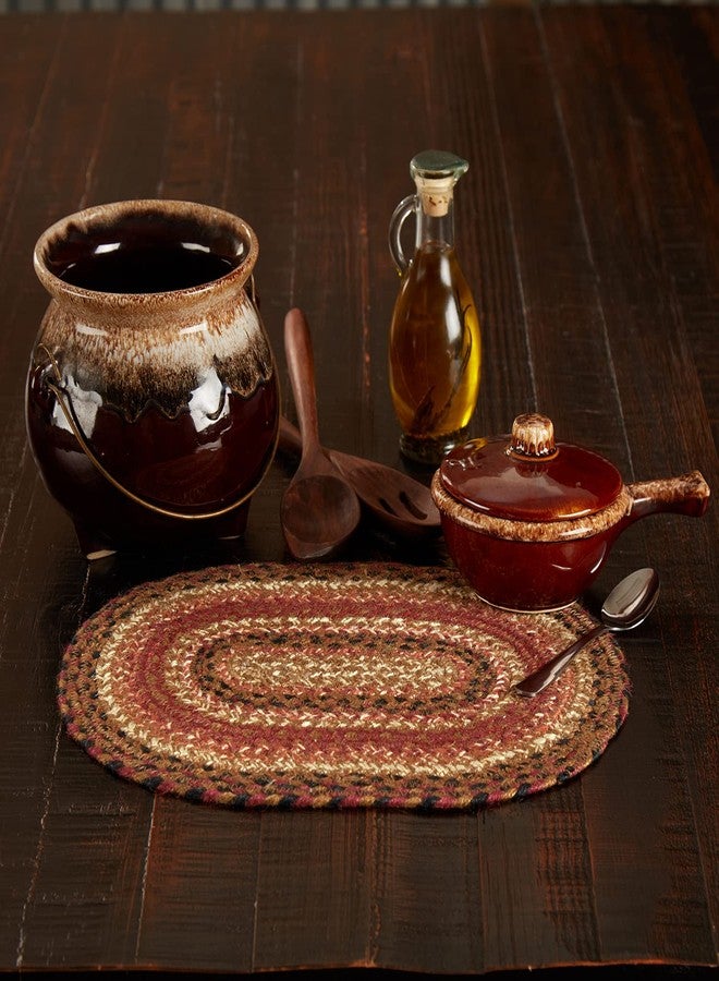 VHC Brands Ginger Spice Table Placemat, Orange Red Natural, Jute Blend, Oval, 10x15 Inches - Image 1