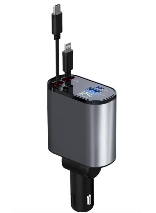 Super Fast Car Charger 120wt With Telescopic Cable - Image 1