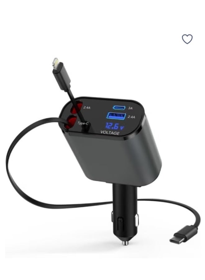 Super Fast Car Charger 120wt With Telescopic Cable - Image 2