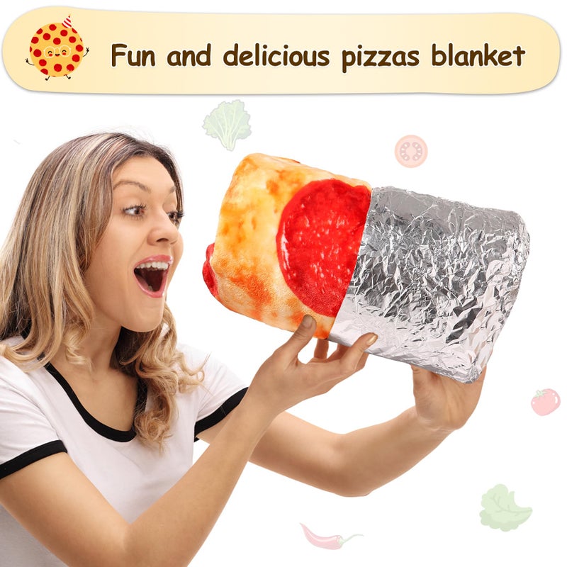 mermaker Pepperoni Pizzas Blanket 2.0 Double Sided 80 inch for Adult and Kids, Pizzas Blanket Adult Size, Realistic Food Blanket, 285 GSM Soft Pepperoni Blanket, Funny Gift for Teenage Boys Girls - Image 3
