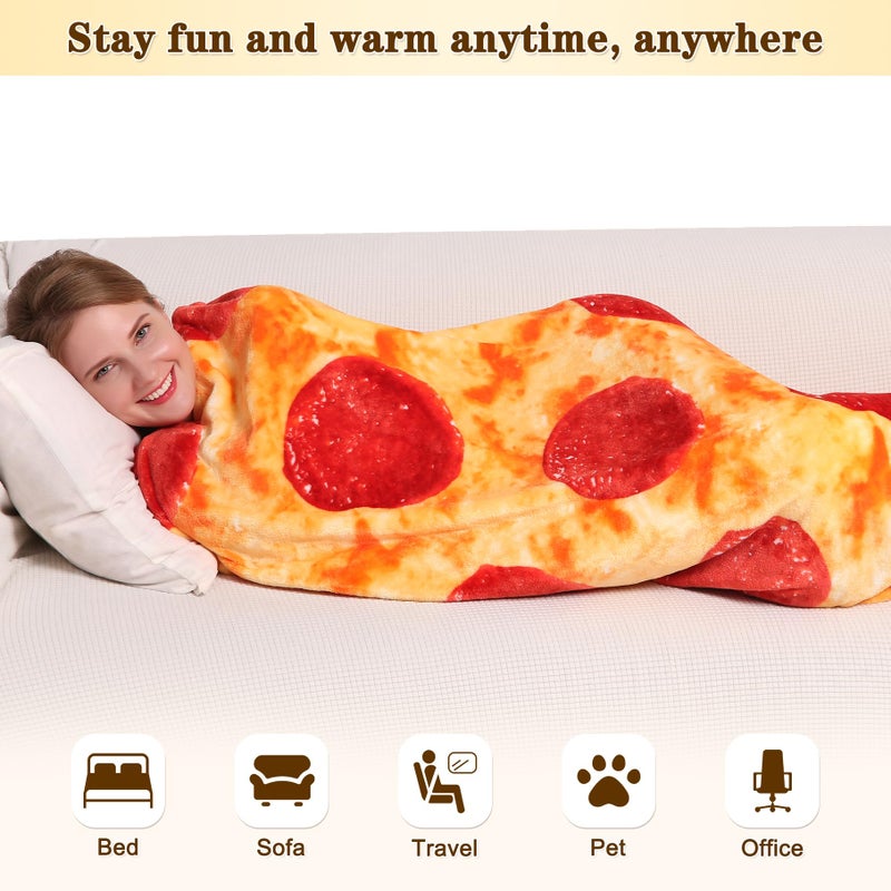 mermaker Pepperoni Pizzas Blanket 2.0 Double Sided 80 inch for Adult and Kids, Pizzas Blanket Adult Size, Realistic Food Blanket, 285 GSM Soft Pepperoni Blanket, Funny Gift for Teenage Boys Girls - Image 5