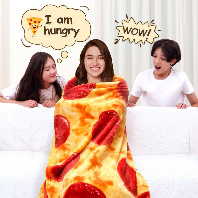 mermaker Pepperoni Pizzas Blanket 2.0 Double Sided 80 inch for Adult and Kids, Pizzas Blanket Adult Size, Realistic Food Blanket, 285 GSM Soft Pepperoni Blanket, Funny Gift for Teenage Boys Girls - Image 2
