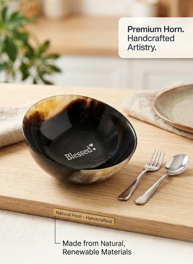 AYZCORP Engraved (Blessed) Horn Bowl For Shaving-Serving-Decorative Natural Yak Horn-Hand Crafted–Polished Finish-Bowl-Best Gift For RELATIVES, NEIGHBOURS, TEACHERS, COWORKERS –Mom-Dad and for Everyone - Image 4