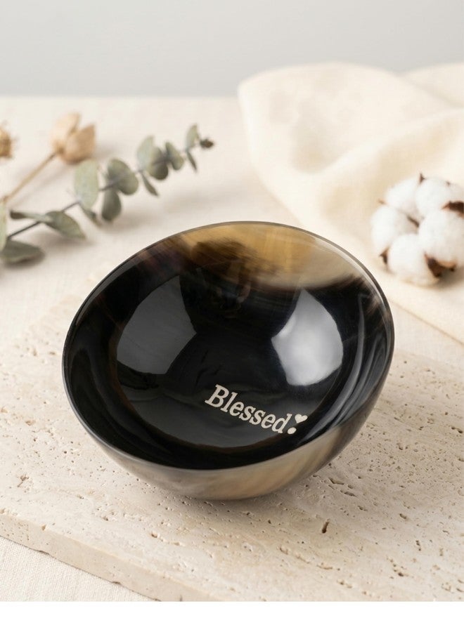 AYZCORP Engraved (Blessed) Horn Bowl For Shaving-Serving-Decorative Natural Yak Horn-Hand Crafted–Polished Finish-Bowl-Best Gift For RELATIVES, NEIGHBOURS, TEACHERS, COWORKERS –Mom-Dad and for Everyone - Image 1
