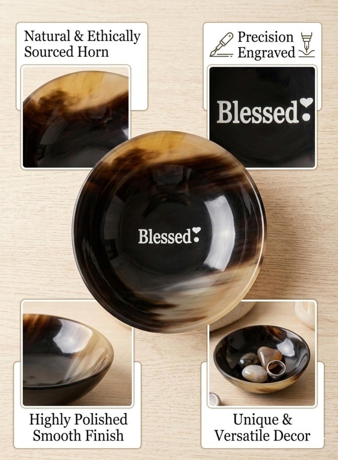 AYZCORP Engraved (Blessed) Horn Bowl For Shaving-Serving-Decorative Natural Yak Horn-Hand Crafted–Polished Finish-Bowl-Best Gift For RELATIVES, NEIGHBOURS, TEACHERS, COWORKERS –Mom-Dad and for Everyone - Image 3