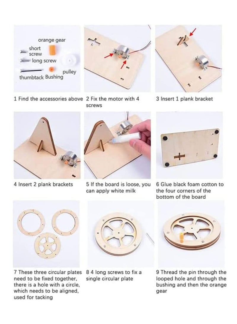 Arabest - Wooden Hand Cranked Generator, Science Kit Manual Generator Toy, Physics Experiment Puzzle Light Bulb, Science Experiments for Kids Age 6-14, Light Bulb Color Random - Image 1