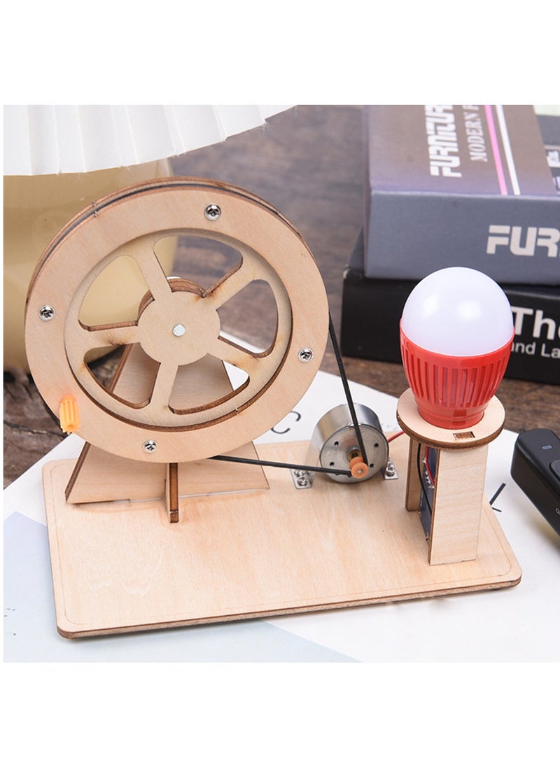 Arabest - Wooden Hand Cranked Generator, Science Kit Manual Generator Toy, Physics Experiment Puzzle Light Bulb, Science Experiments for Kids Age 6-14, Light Bulb Color Random - Image 1