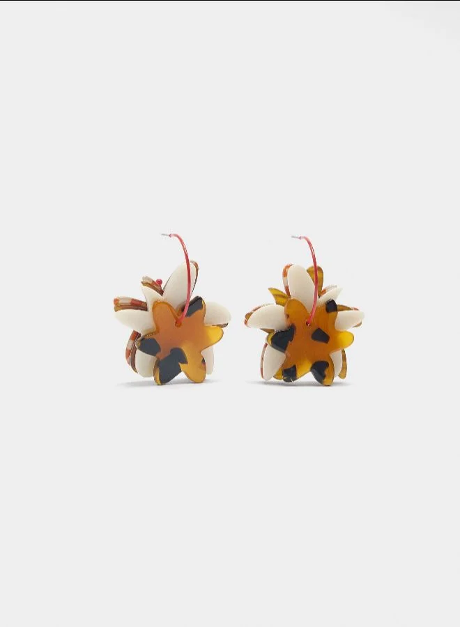 PARFOIS Open Hoop Earrings With Flowers
