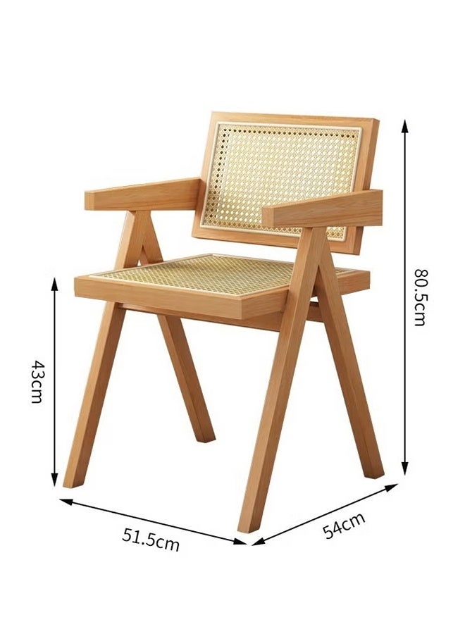 XiuWoo Rattan Chair Reading Chair Retro Home Backrest Chairs, Solid Wood Rattan Dining Chair Single Office Chairs Armchair Desk Chair for Living Room Dining Room Bedroom Balcony Beige  - Image 3