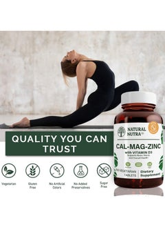 Natural Nutra Calcium Magnesium Zinc Supplement With Vitamin D3 For Bone Strength Health And Healing Gluten Free And Sugar Free Essential Mineral Complex 100 Count  - Image 4